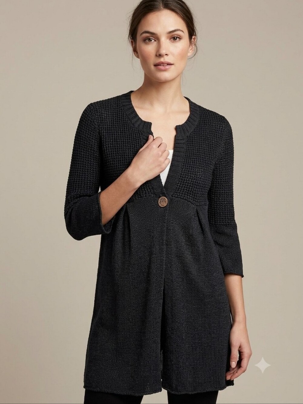 J.Jill Womens Cardigan Black Linen Blend Size S Small